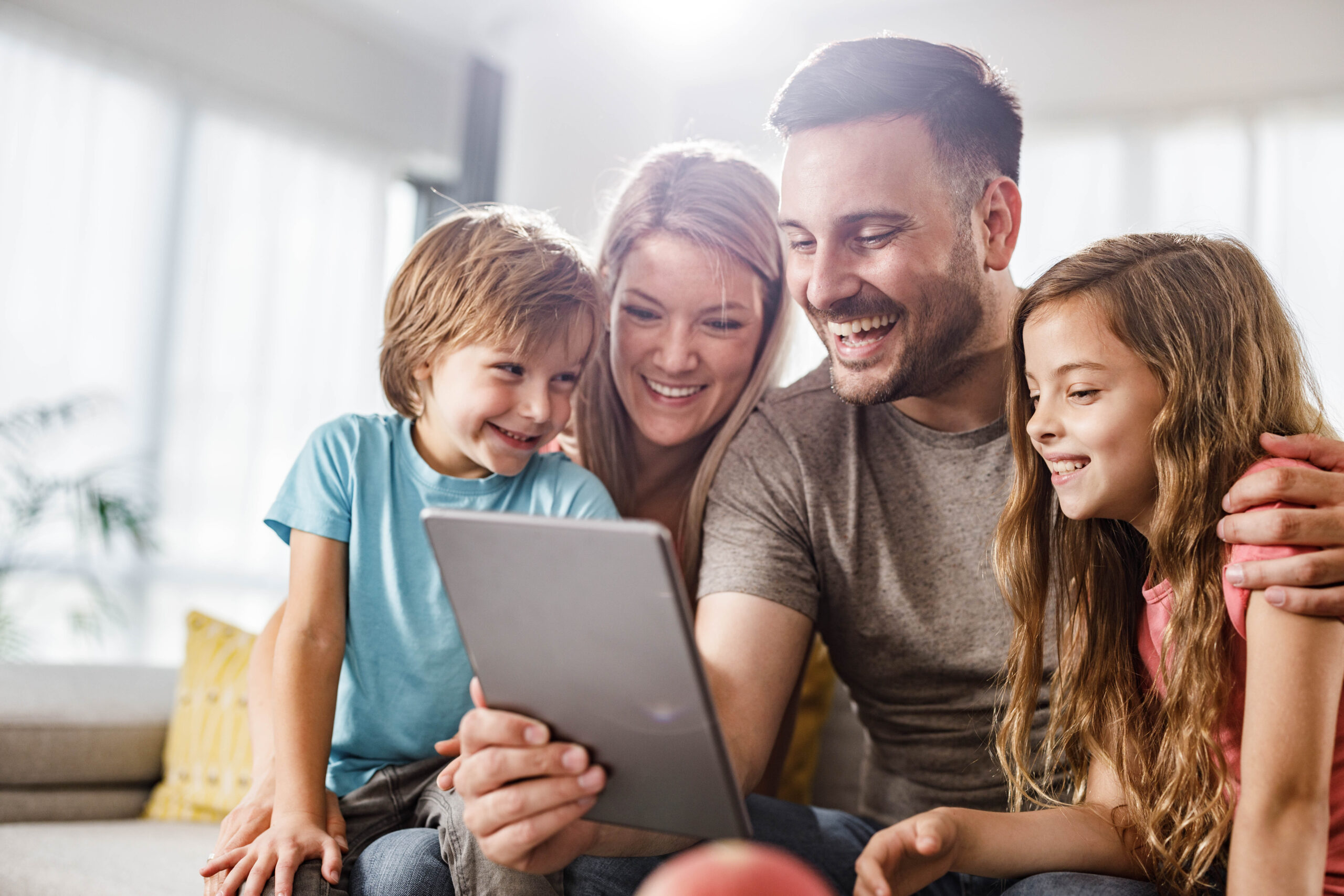 family enjoying fiber internet